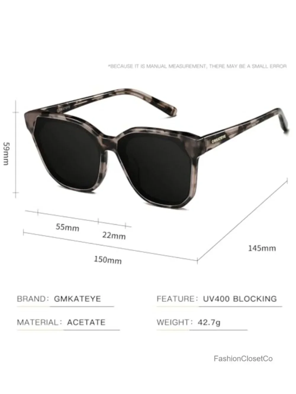 Oversized Square Sunglasses UV Protection Big Frame Trendy Shades